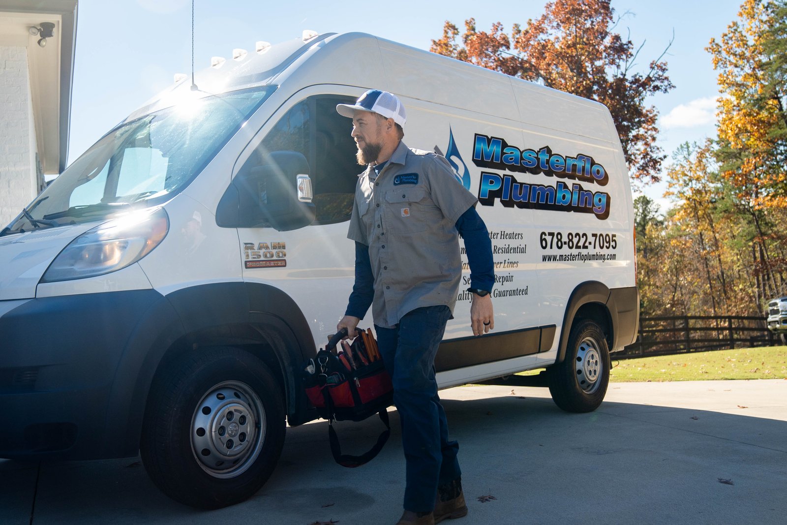 MasterFlo Plumbing team and service van serving Canton & North Georgia